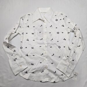 Vintage Rayure Paris Alphabet Letters Y2K Button Up New Deadstock French Size 44